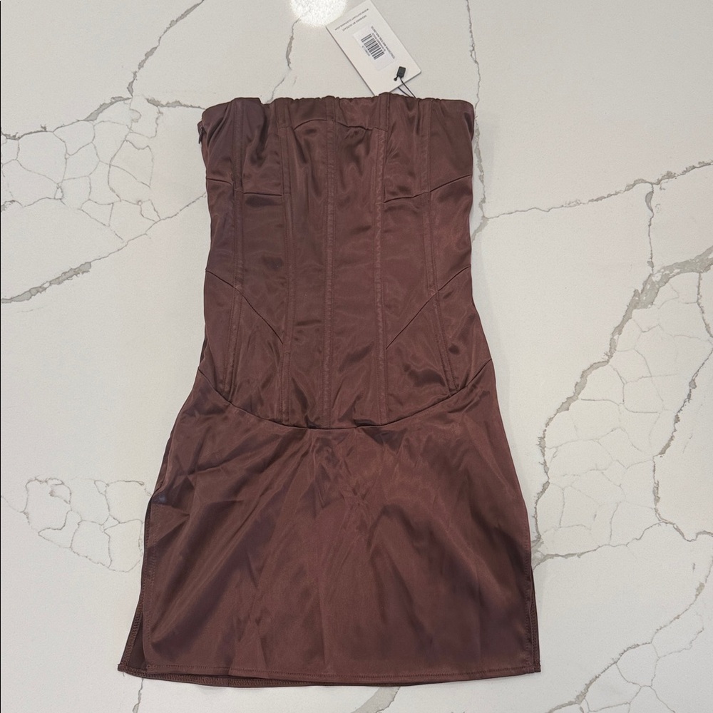 Outcast Strapless Brown Dress